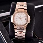 Replica Patek Philippe Nautilus Womens Watch Rose Gold White Face